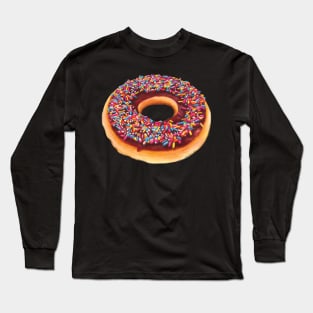 Sweet Chocy Donuts With Sprinkles Pattern Long Sleeve T-Shirt